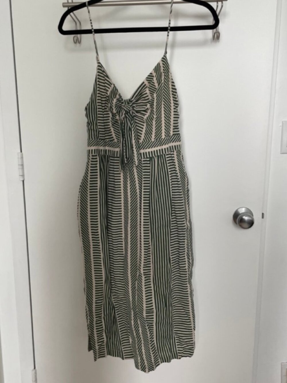 Lush green striped midi dress